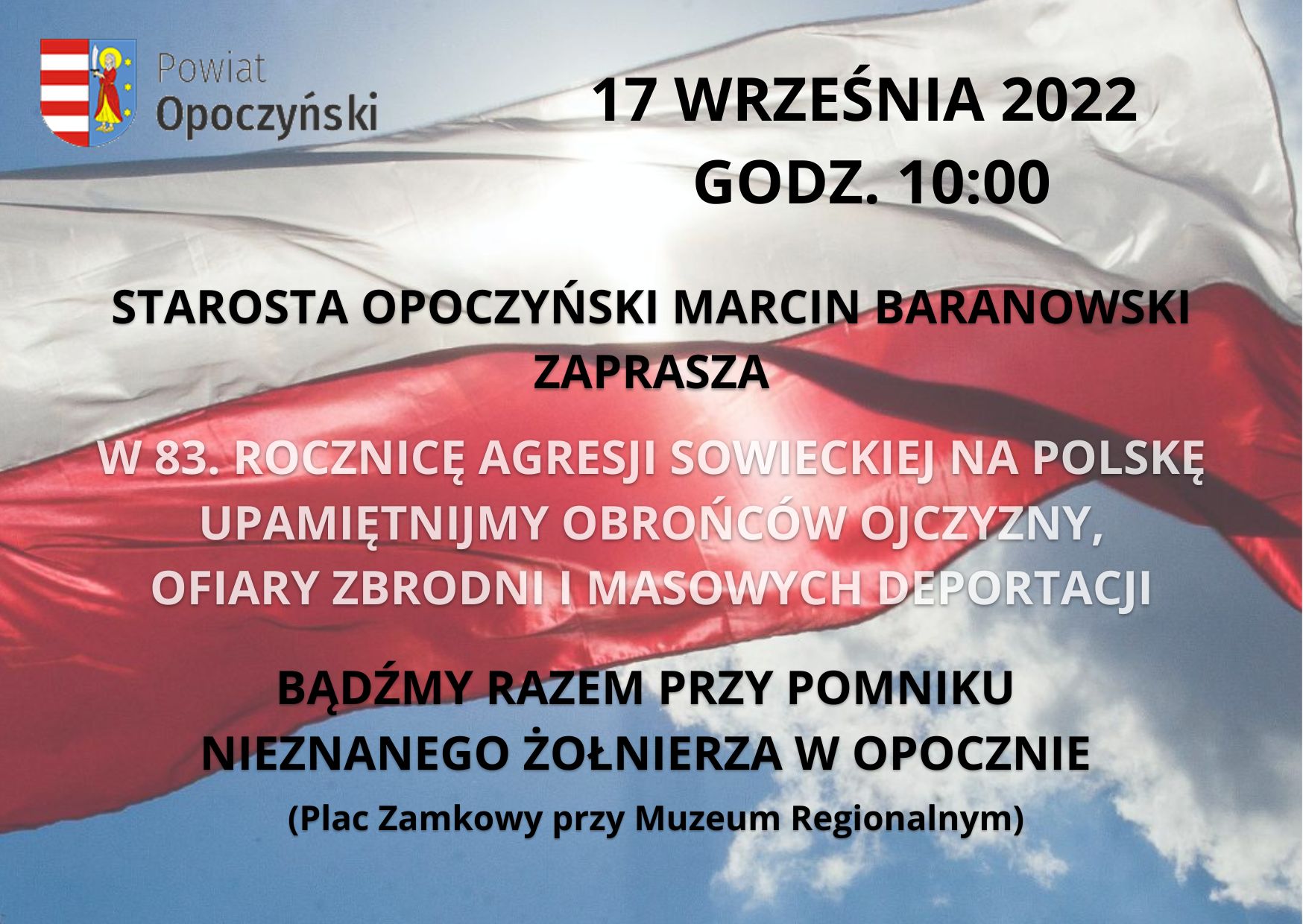 Zaproszenie na 83. napaści sowieckiej na Polskę